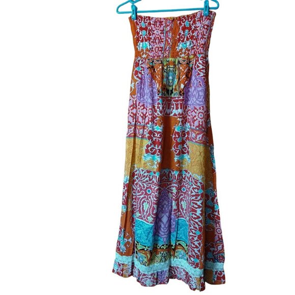 Debbie Katz South Beach S/M Strapless Smocked Maxi Boho Cover Up Dress **READ** - Picture 8 of 8